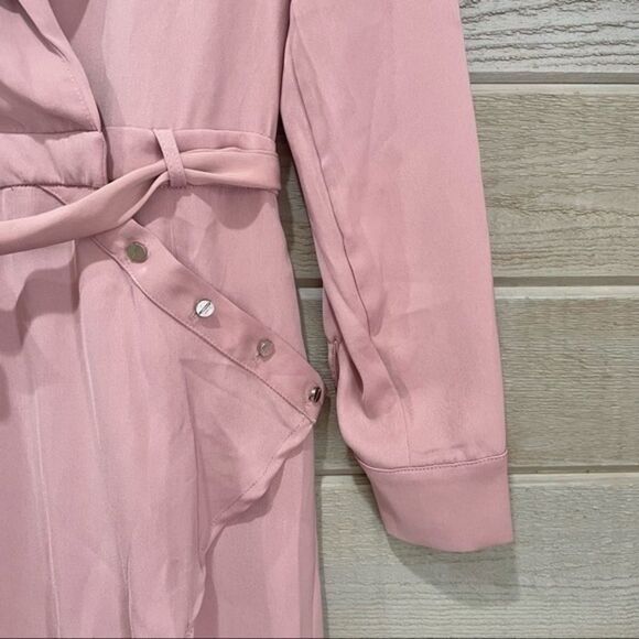 Pink Asymmetrical Shirt Dress S - Picture 9 of 9